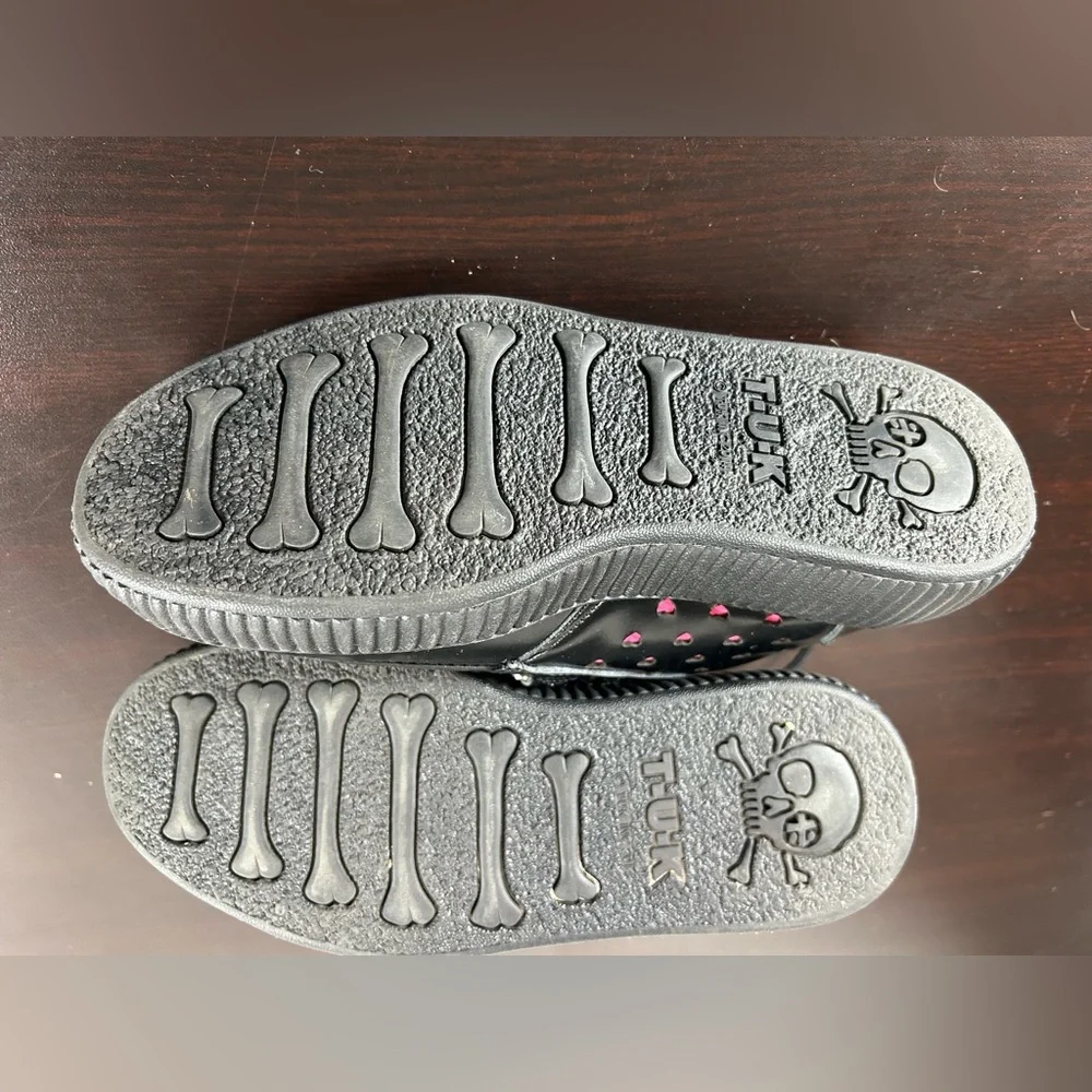 tuk Black Platform Creepers with Pink Heart Cutouts